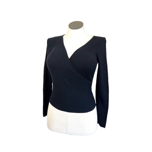 Leith Beautiful Knit Sweater Faux Wrap. Black Size M - Picture 2 of 6
